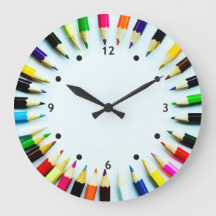 Circle colorful pencils / crayons + your ideas large clock
