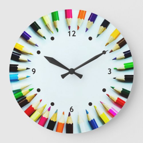 Circle colorful pencils  crayons  your ideas large clock