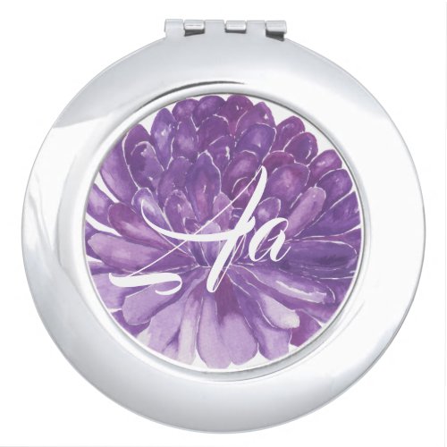 Circle Compact Mirror Lavender Flower