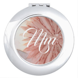 Circle Compact Mirror "Pinkish Flowers"