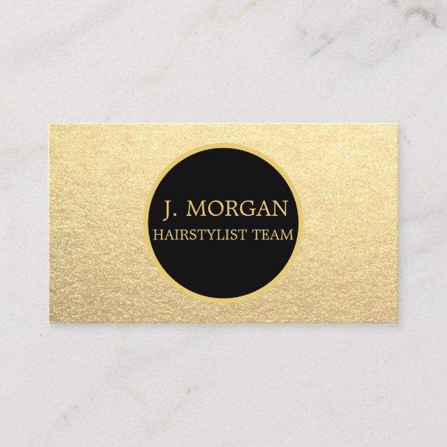 Circle custom elegant chic trendy gold and black business card (Front)