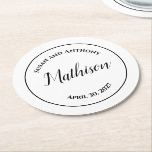 Circle Design Personalized Wedding Drink Coasters