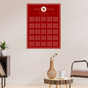 Circle Double Happiness Chinese Wedding Seat Chart