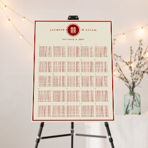 Circle Double Happiness Chinese Wedding Seat Chart Foam Board