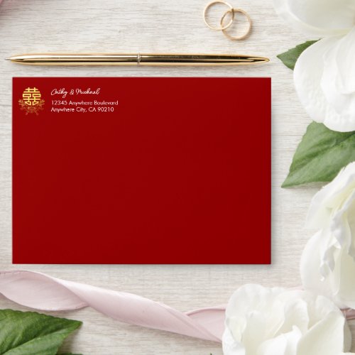Circle double happiness flower chinese wedding envelope