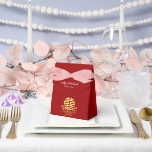 Circle double happiness flower chinese wedding favor boxes