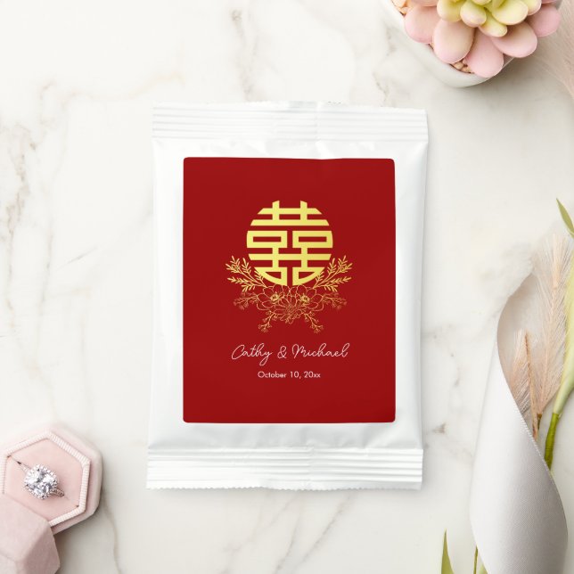 Circle double happiness flower chinese wedding hot chocolate drink mix (Wedding)