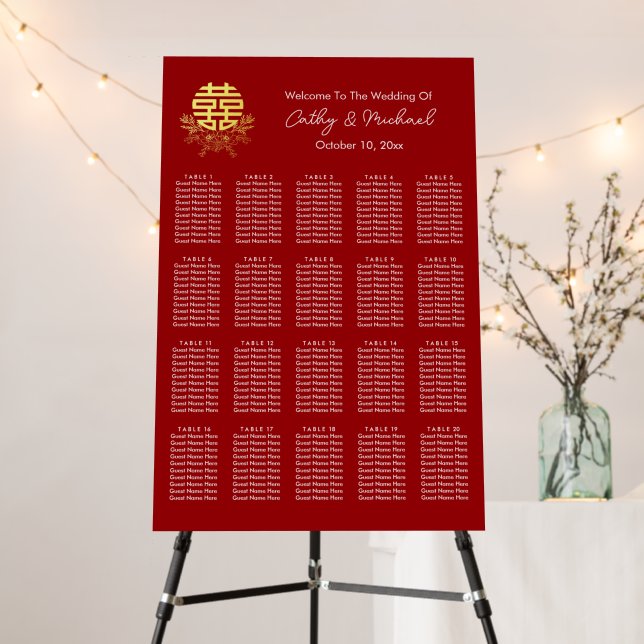 Circle double happiness flower wedding seating foam board (In Situ (Stand))