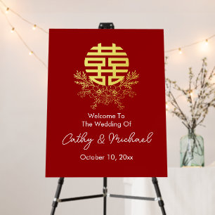 Circle double happiness flower wedding welcome foam board