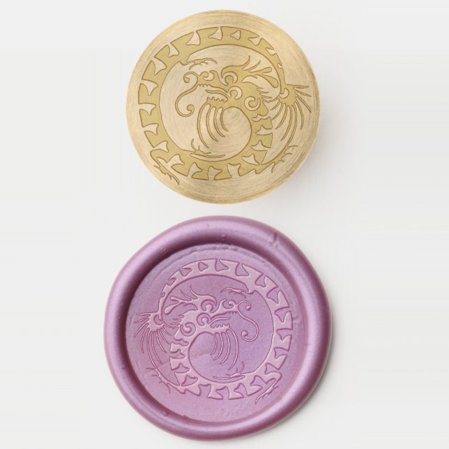 circle dragon wax seal stamp (Stamped)