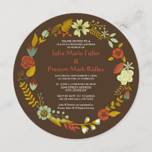 Circle Fall Wreath Design - Couple's Shower Invite