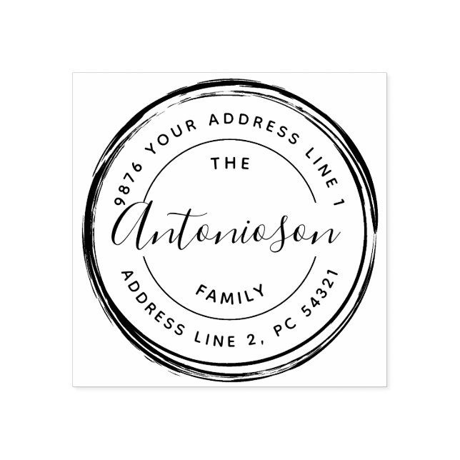 Circle Family Names return address Rubber Stamp (Imprint)