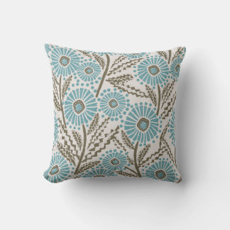 Circle Flower Block Print Throw Pillow