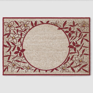 Circle flower border fiber doormat