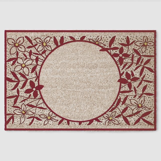 Circle flower border fiber doormat (Front)