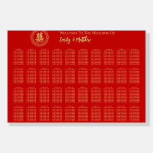 Circle frame chinese wedding seating chart foam board