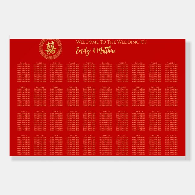 Circle frame chinese wedding seating chart foam board (Front)