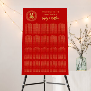 Circle frame chinese wedding seating chart foam board