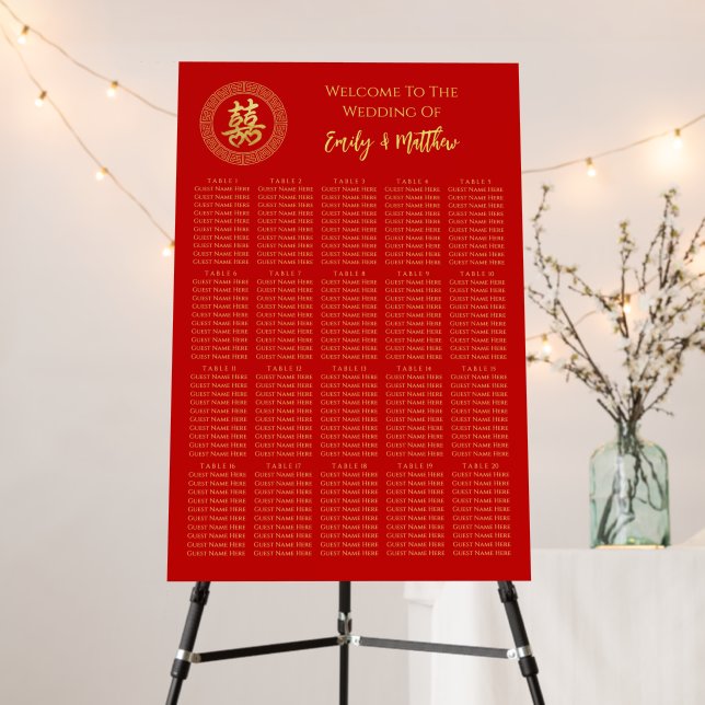 Circle frame chinese wedding seating chart foam board (In Situ (Stand))