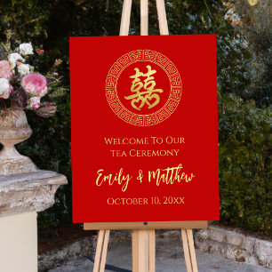 Circle frame Chinese wedding tea ceremony welcome  Foam Board