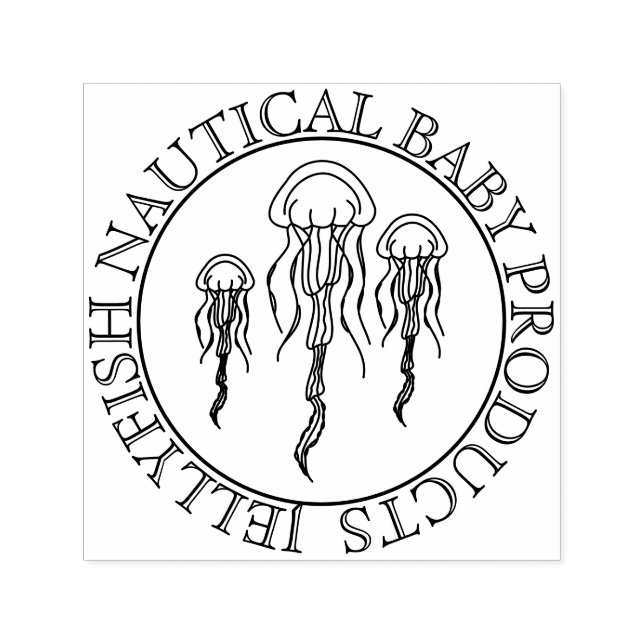 Circle Frame Cute Minimal Nautical Jellyfish Self-inking Stamp (Design)