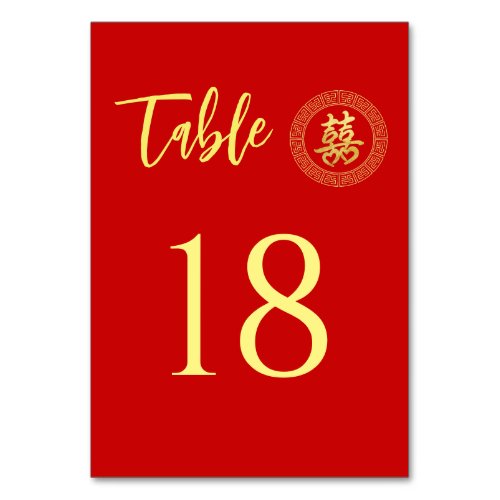 Circle frame double happiness chinese wedding table number