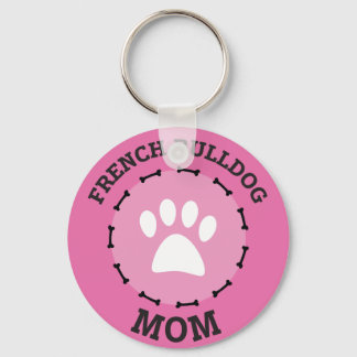 Circle French Bulldog Mom Badge Keychain