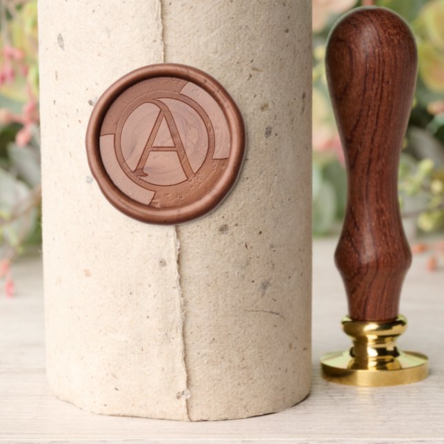 Circle Geometric Letter Monogram Wax Seal Stamp (Insitu (Parchment))