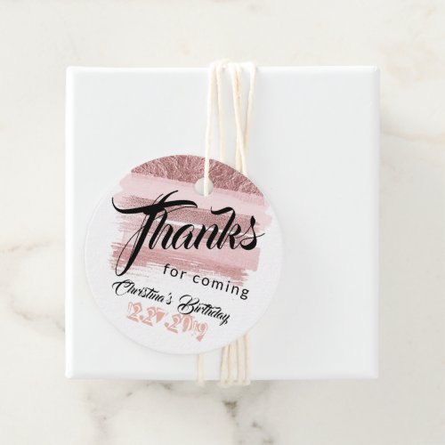 Circle gift note  Rose gold glitter brushes Glitz Favor Tags