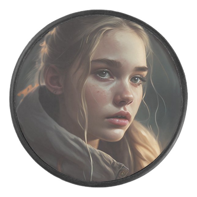 Circle girl hockey puck (Front)
