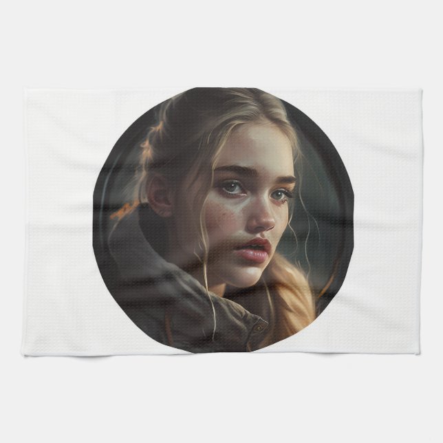 Circle girl kitchen towel (Horizontal)