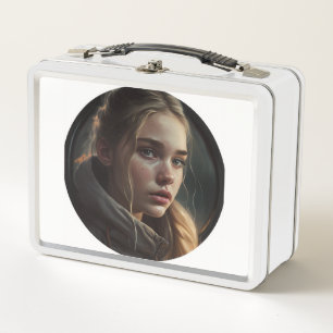 Circle girl metal lunch box