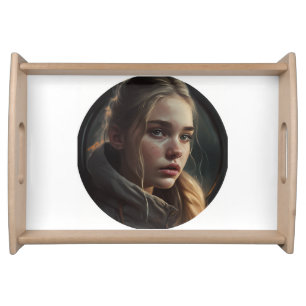 Circle girl serving tray
