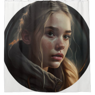 Circle girl shower curtain