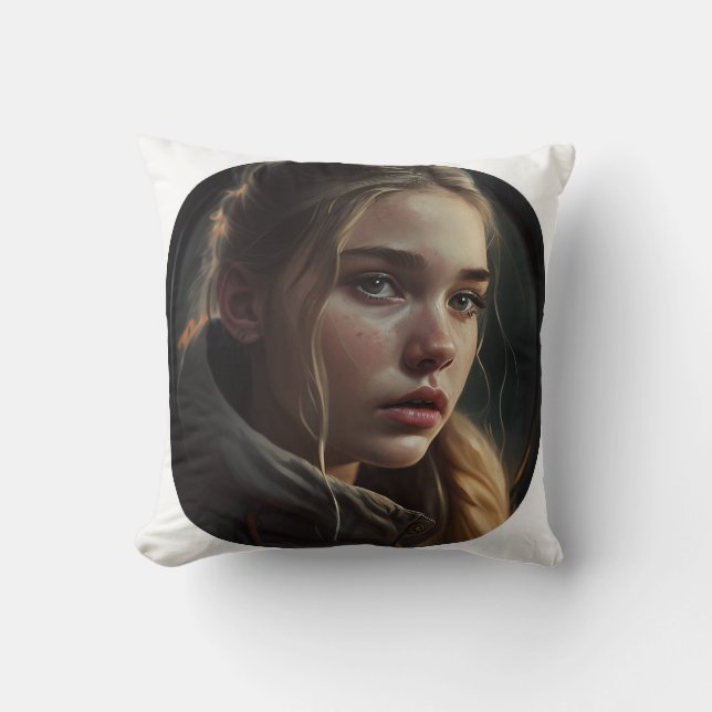 Circle girl throw pillow (Front)
