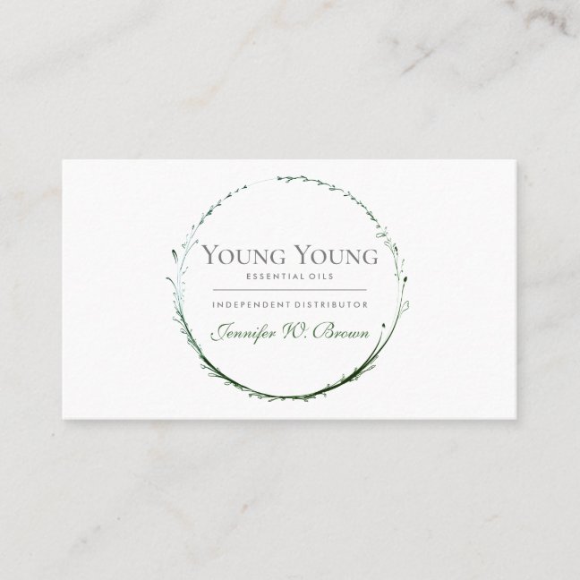 Circle Green frame Essential Oils flower Business Card