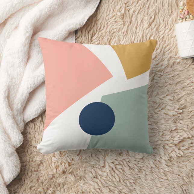 Circle Half Squares Mod Op Fusion Art Pattern Throw Pillow (Blanket)