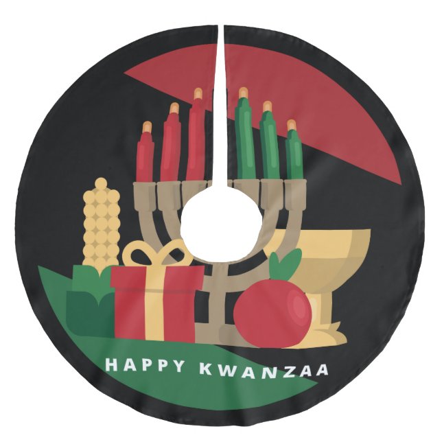 circle Happy Kwanzaa christmas tree skirt (Front)