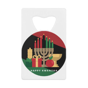 circle Happy Kwanzaa Credit Card Bottle Opener