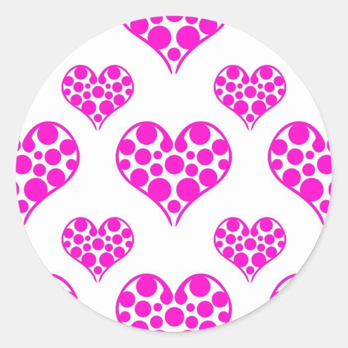 Circle Heart Pattern 1 Pink Sticker