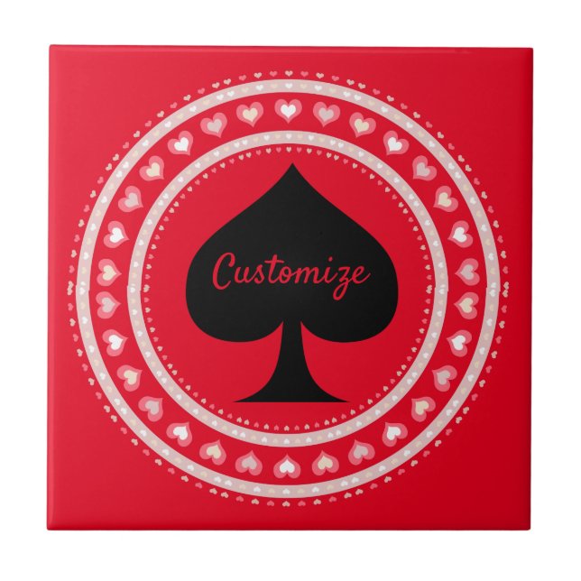 Circle Hearts Black Spade Thunder_Cove  Ceramic Tile (Front)