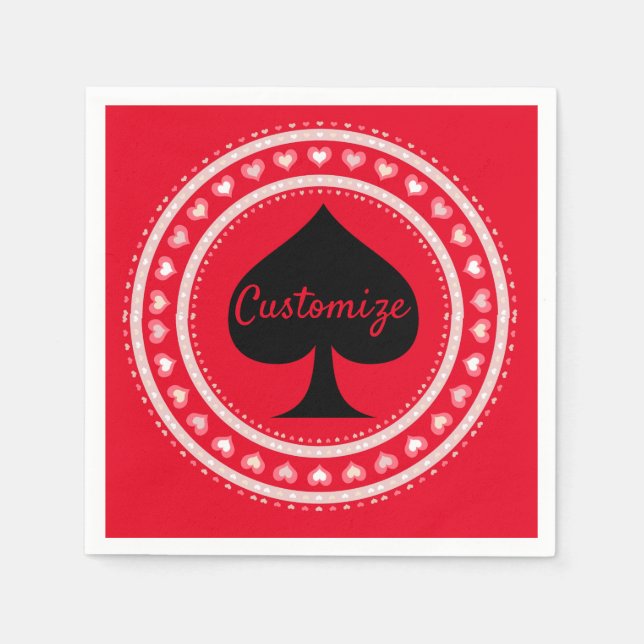 Circle Hearts Black Spade Thunder_Cove Napkins (Front)