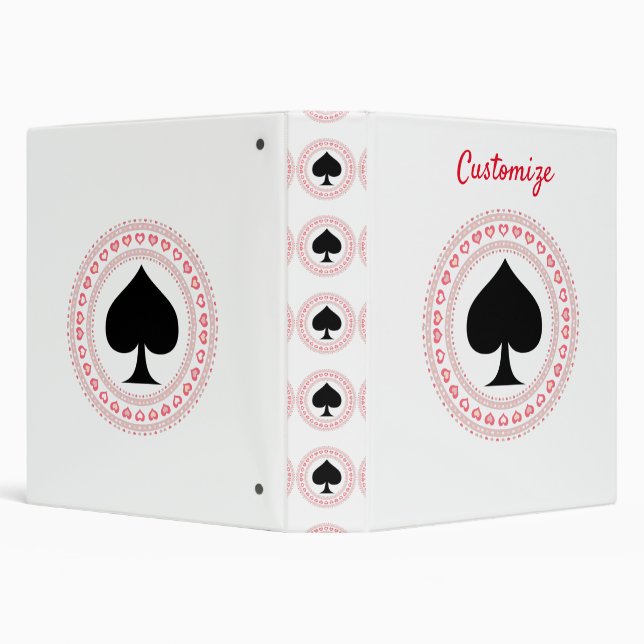Circle Hearts Black Spades Thunder_Cove 3 Ring Binder (Background)