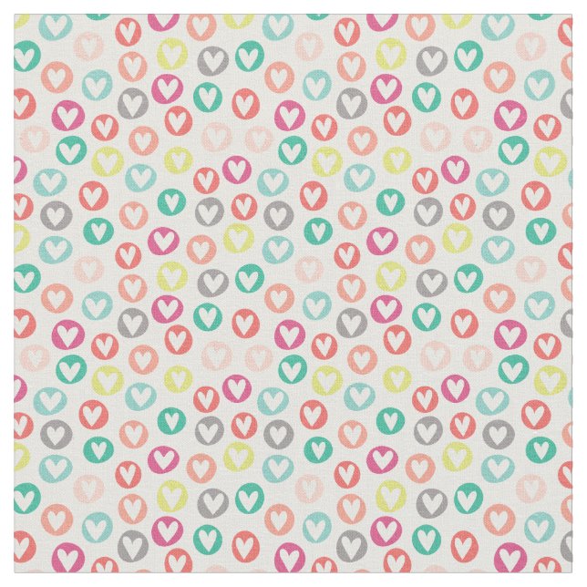 Circle Hearts Patterned Fabric (Close Up)