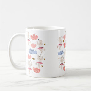 Circle illustration with cute poodle dogs in cute  coffee mug