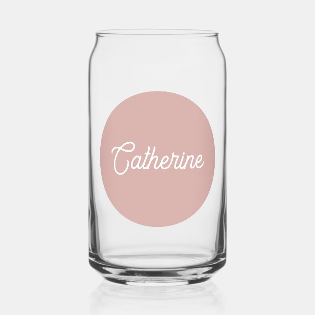 Circle in Pink - Script monogram  Can Glass (Front)
