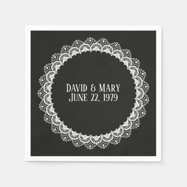 Circle Lace On Black Leather Napkins (Front)