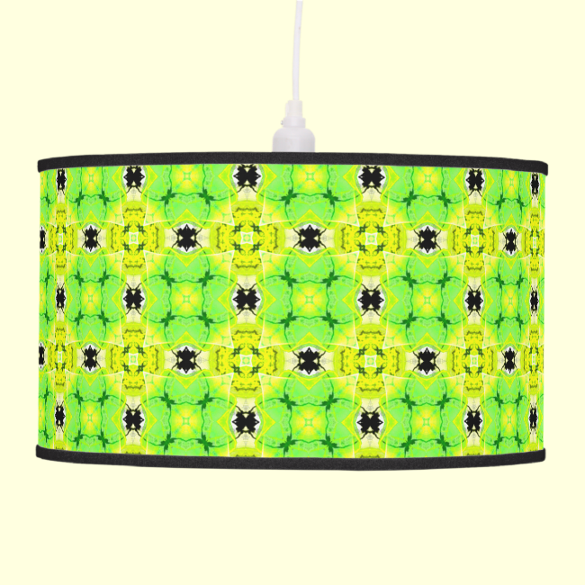 Circle Lattice of Floral Lime Green Modern Quilt Hanging Pendant Lamp