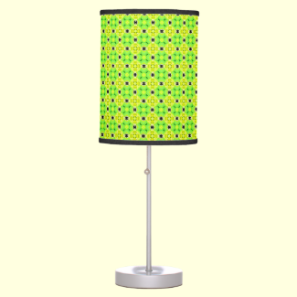Circle Lattice of Floral Lime Green Modern Quilt Desk Lamp