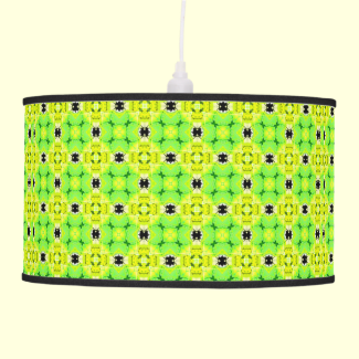 Circle Lattice of Floral Lime Green Modern Quilt Hanging Lamps